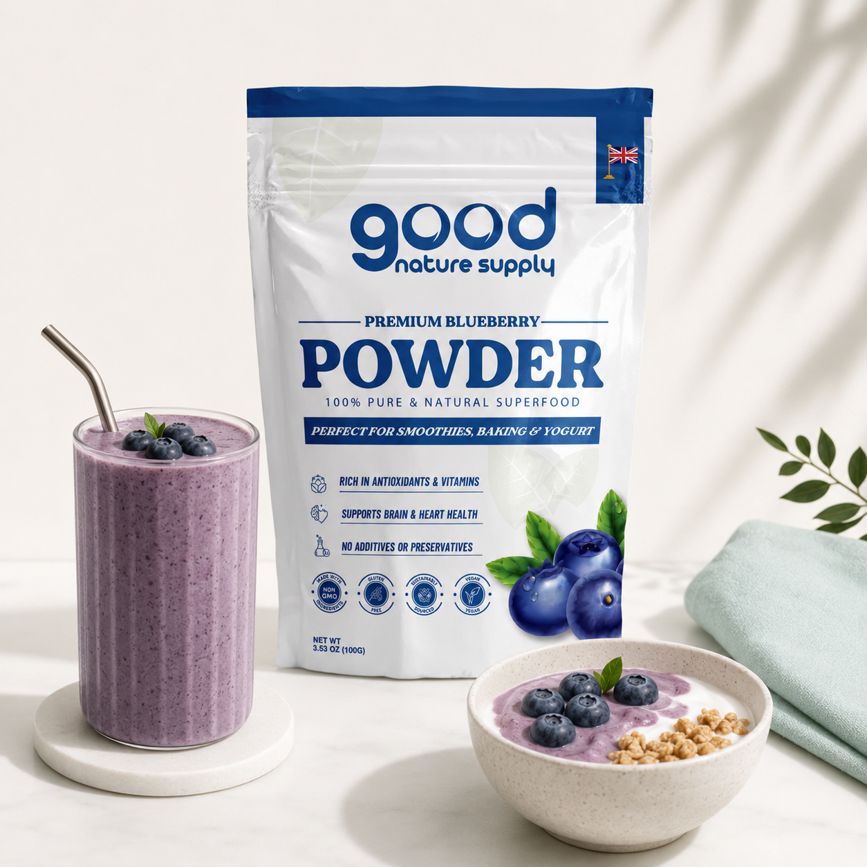 Japanese Matcha & Blueberry Powder Bundle – 2 × 100g