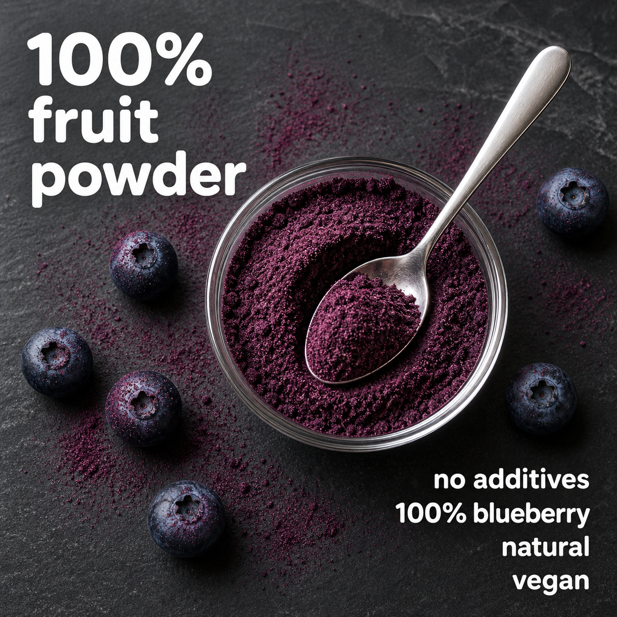 Premium Freeze-Dried Blueberry Powder – Wild, Superfood Powder & Smoothie Mix for Baking, Smoothies & Yogurt | No Additives or Preservatives 100g