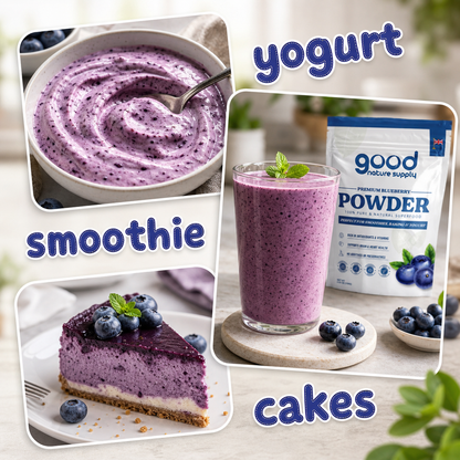 Premium Freeze-Dried Blueberry Powder – Wild, Superfood Powder & Smoothie Mix for Baking, Smoothies & Yogurt | No Additives or Preservatives 100g