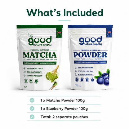 Japanese Matcha & Blueberry Powder Bundle – 2 × 100g